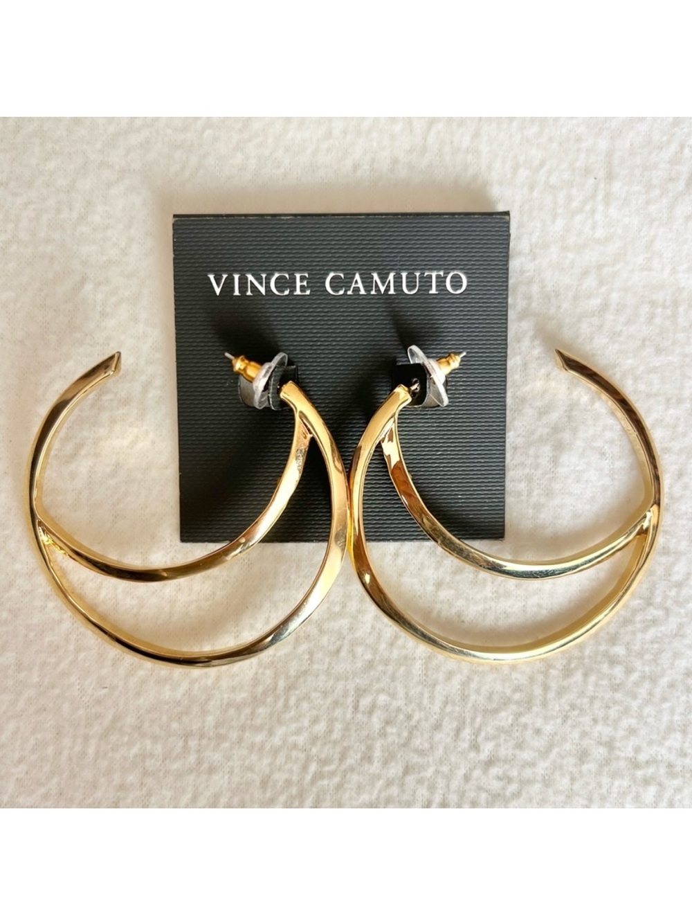 Vince Camuto Polished Gold Double-Crescent Hoop Earrings